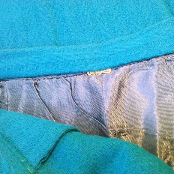 Vintage 60s Wiggle Pencil Skirt Lady-L(12) Union Wool Asymmetrical Kick Pleat - Picture 9 of 11